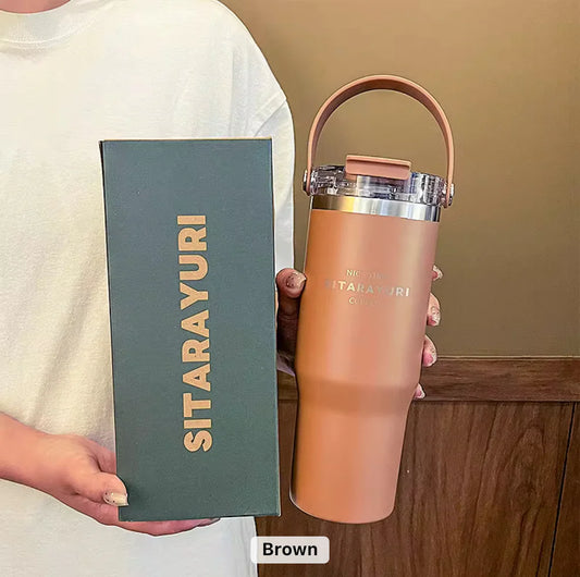 Sitarayuri Flip Straw Premium Tumbler - Spill Free | 900ml