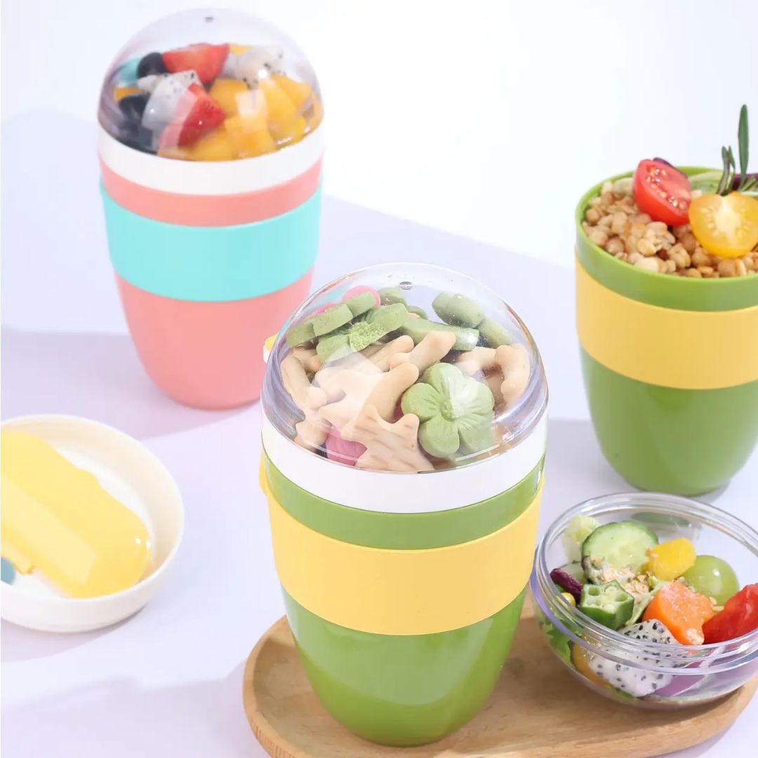 Portable 2in1 Fruit Salad Cup With Lid