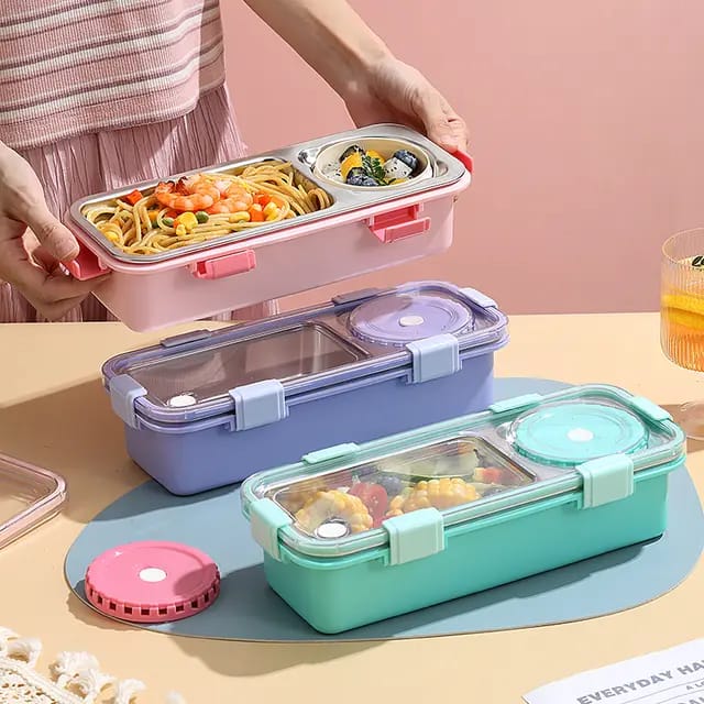 Lunch Buddy Stainless Steel Bento Lunch Box with Dibbie – For Solid & Gravy