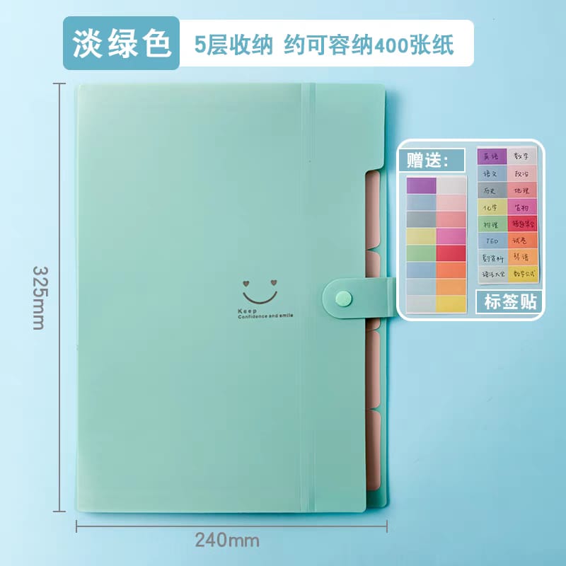 📁 Smiley Design A4 Expanding File Folder | 5-Layer Document Organizer