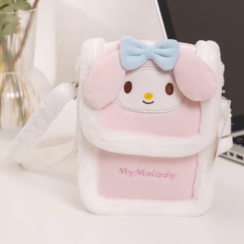 "Cute Sanrio-Themed Plush Mini Crossbody Bags"