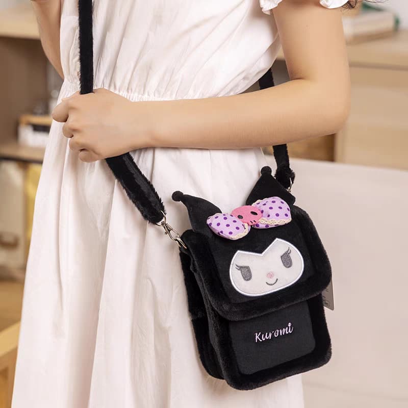 "Cute Sanrio-Themed Plush Mini Crossbody Bags"