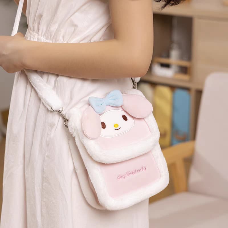 "Cute Sanrio-Themed Plush Mini Crossbody Bags"