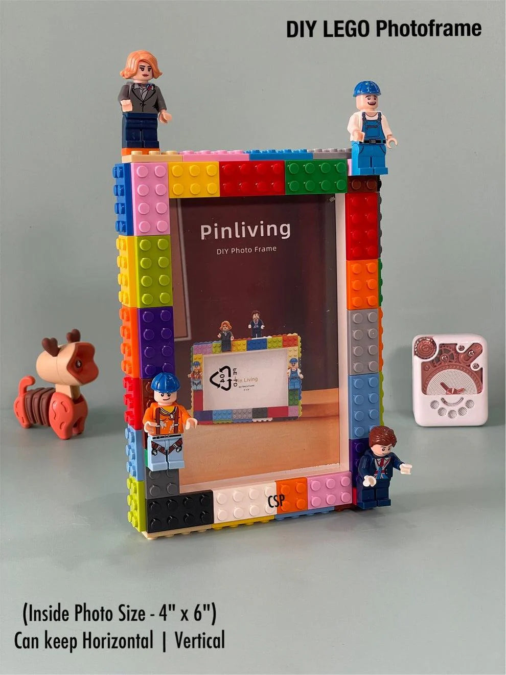 DIY LEGO-Style Photo Frame Kit – Customizable 4x6 Picture Frame for Kids