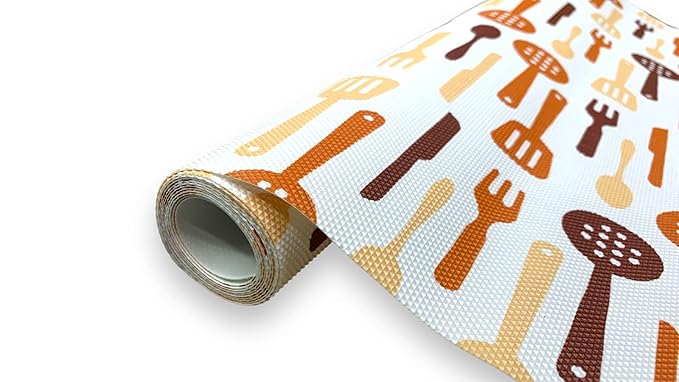 NEST PVC Wardrobe's Shelf Mat,Kitchen Shelf Mat/Drawer Mat-1.5 Mtr Roll Multi(4) (ORANGESPOON