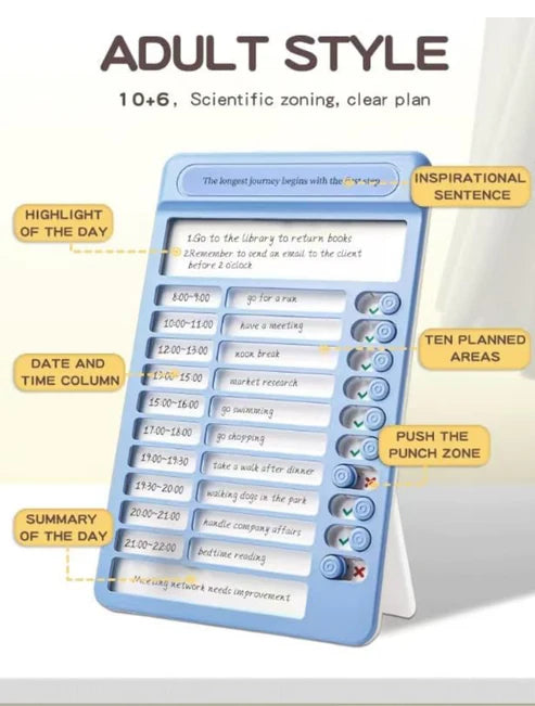 Habit tracker Portable Self-Discipline Chores Chart Daily Checklist Board With 15 Pcs Blank Paper Sliding Morning Routine Chart
