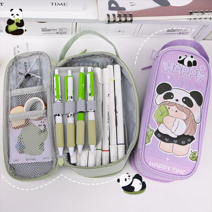 Large Capacity Double Layer Panda Pouch