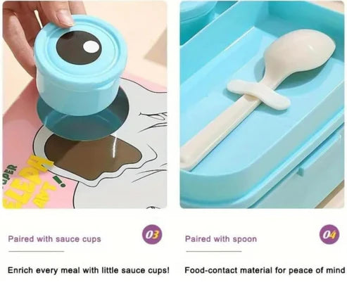 EYE elephant, plastic,5 compartment leak- proof, 800 ml lunchbox (BPA Free)