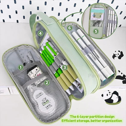 Large Capacity Double Layer Panda Pouch