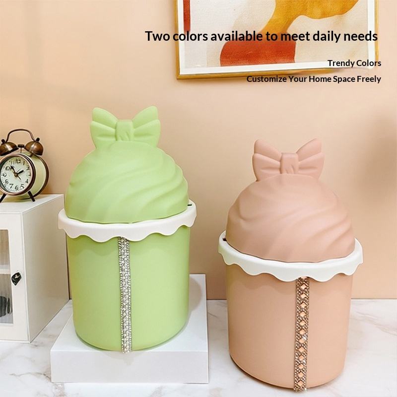Cute Bow Design Plastic Dustbin with Lid | Multipurpose Storage Bin for Home