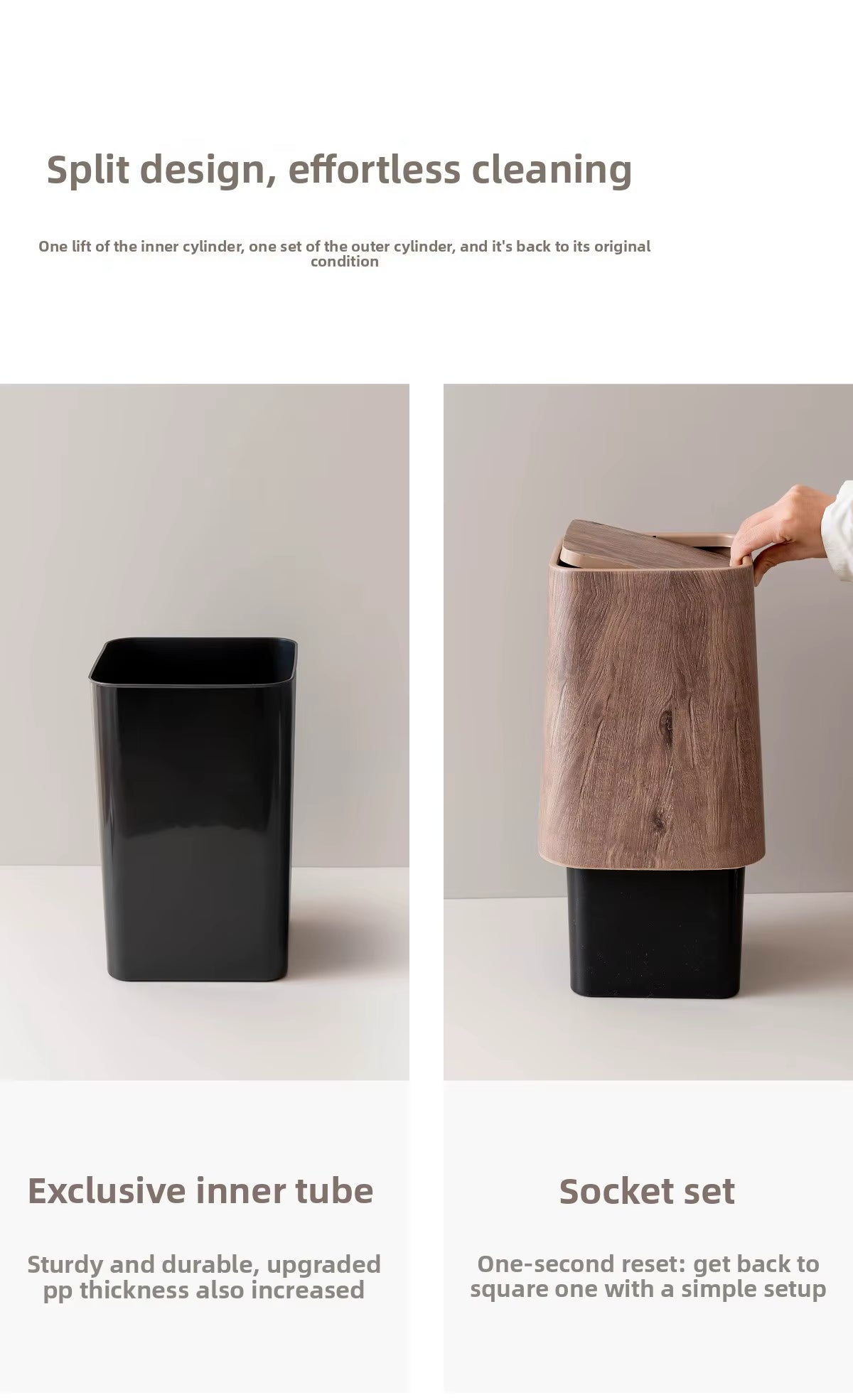 Marble Swing Lid Bathroom Trash Can | Compact Waste Bin for Home & Office