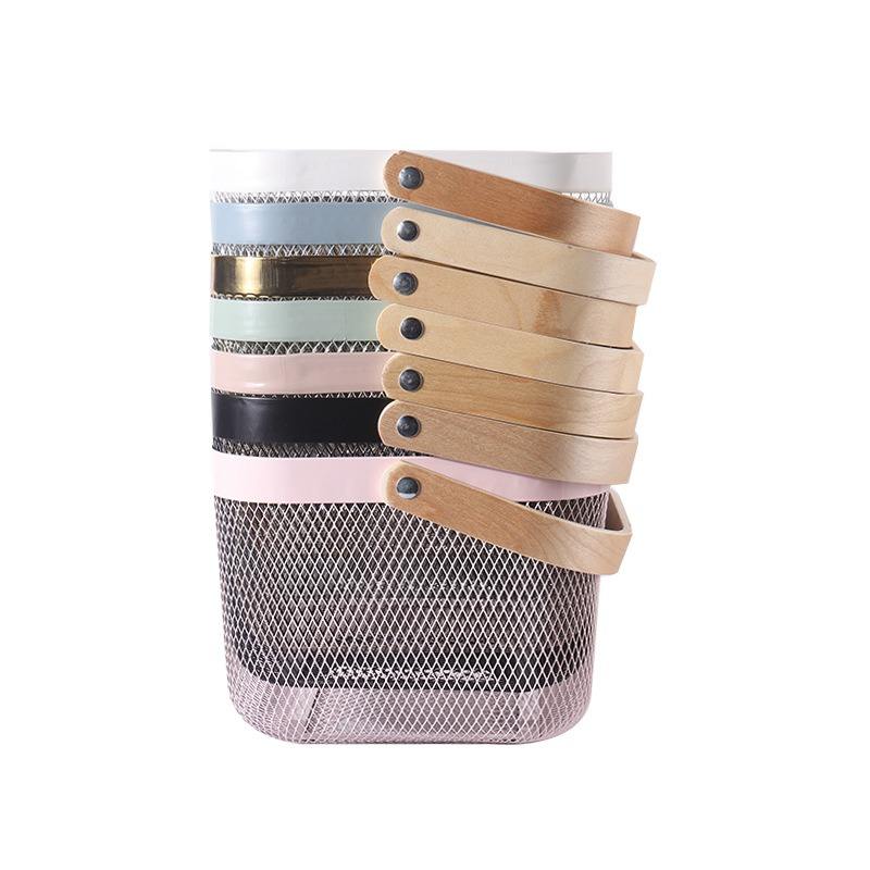 Portable Metal Mesh Storage Basket with Wooden Handle | Multipurpose Organizer