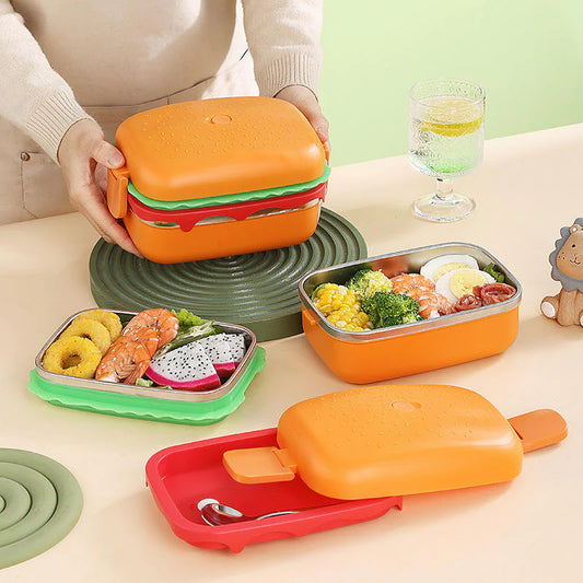 Burger Design 3 Layer Lunch Box for Kids