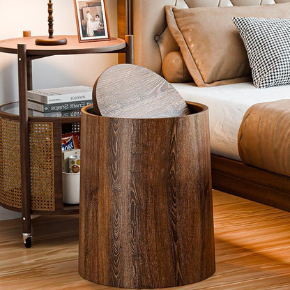 Wooden Finish Storage Stool with Hidden Dustbin | Multipurpose Home Organizer