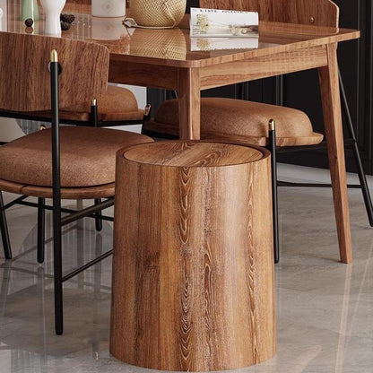 Wooden Finish Storage Stool with Hidden Dustbin | Multipurpose Home Organizer