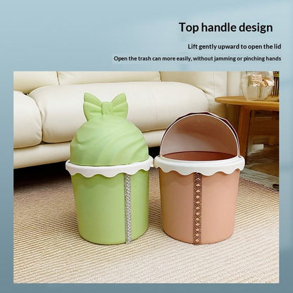 Cute Bow Design Plastic Dustbin with Lid | Multipurpose Storage Bin for Home