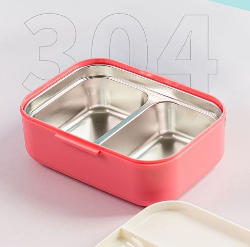 kids Stainless Steel Lunch Box – 3 Compartment Leakproof Tiffin with Sauce Box