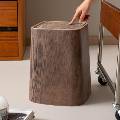 Marble Swing Lid Bathroom Trash Can | Compact Waste Bin for Home & Office