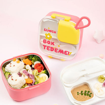 Cute Kids Lunch Box – Leakproof 2 Compartment Tiffin Box with Handle