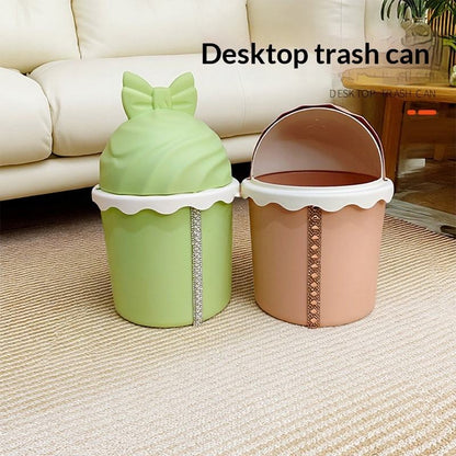 Cute Bow Design Plastic Dustbin with Lid | Multipurpose Storage Bin for Home