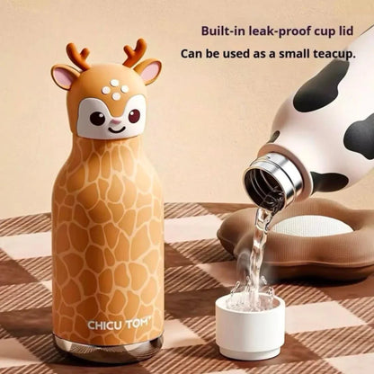 3D Animal Head Kids Water Bottle – 316 Steel Sipper | 500ml Lightweight School Bottle
