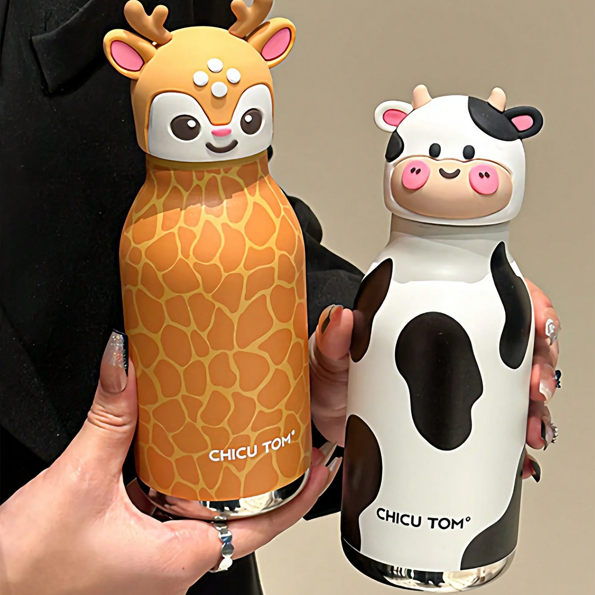 3D Animal Head Kids Water Bottle – 316 Steel Sipper | 500ml Lightweight School Bottle