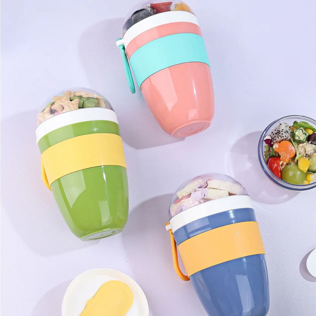 Portable 2in1 Fruit Salad Cup With Lid