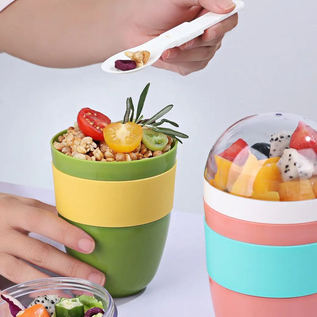 Portable 2in1 Fruit Salad Cup With Lid