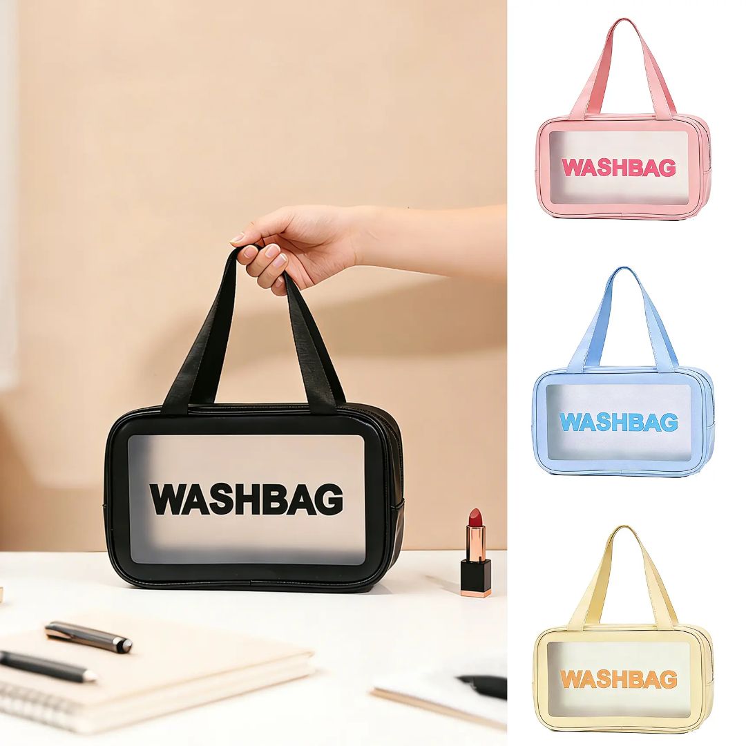Waterproof Clear Toiletry Bag – Portable Travel Makeup & Wash Bag