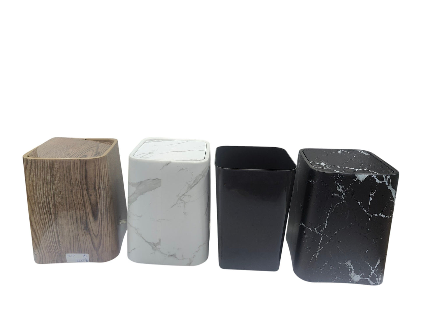 Marble Swing Lid Bathroom Trash Can | Compact Waste Bin for Home & Office