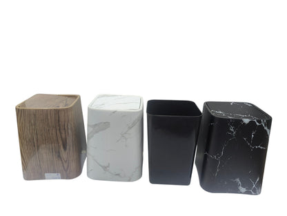 Marble Swing Lid Bathroom Trash Can | Compact Waste Bin for Home & Office