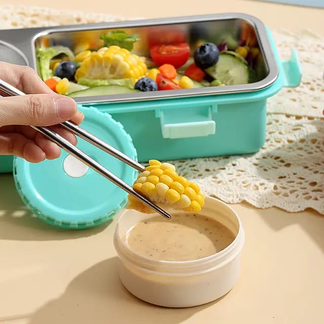 Lunch Buddy Stainless Steel Bento Lunch Box with Dibbie – For Solid & Gravy