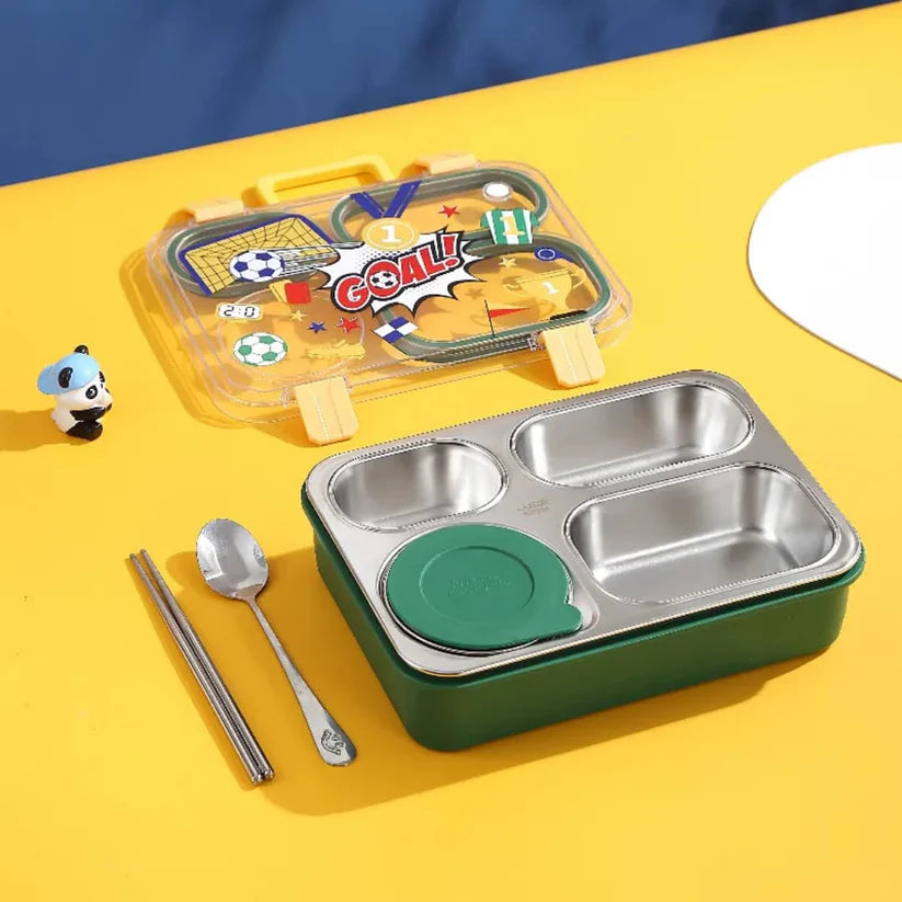 Back to School 4-Compartment Stainless Steel Lunch Box