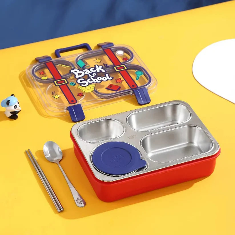 Back to School 4-Compartment Stainless Steel Lunch Box