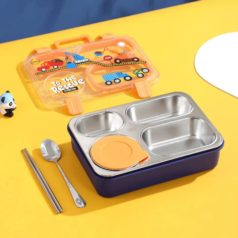 Back to School 4-Compartment Stainless Steel Lunch Box
