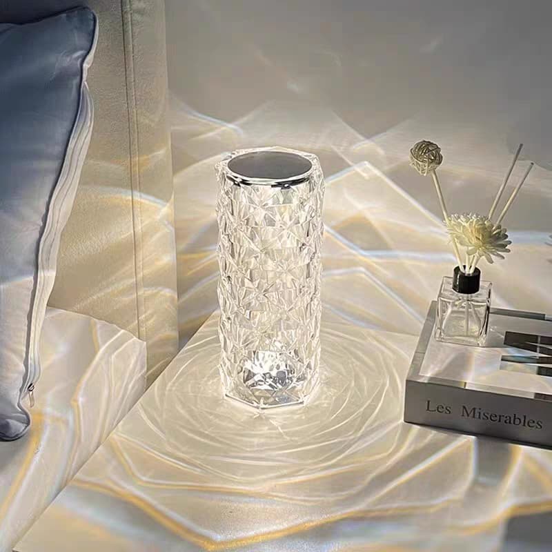 Rechargeable Rose Crystal Table Night Light Atmosphere Lamp with Touch Control, 16 RGB Color Changing, Remote Control (Pack of