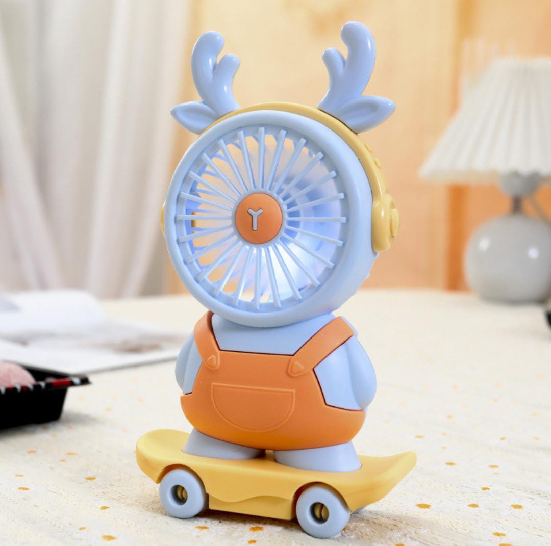 🛹 Cute Mini Skateboard USB Mini Fan with Sharpener | Premium Box Packing