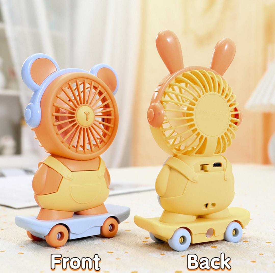 🛹 Cute Mini Skateboard USB Mini Fan with Sharpener | Premium Box Packing