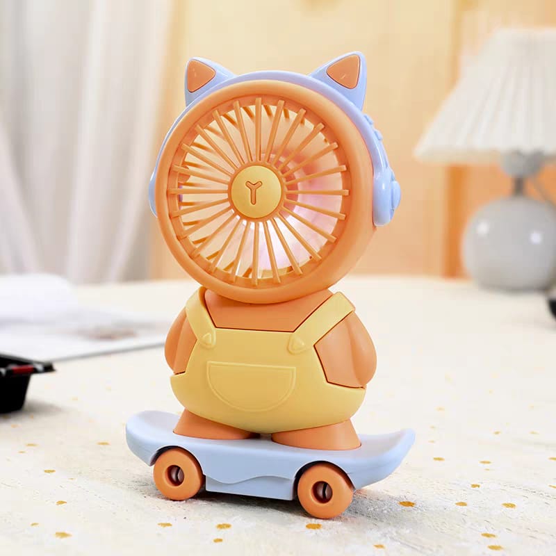 🛹 Cute Mini Skateboard USB Mini Fan with Sharpener | Premium Box Packing