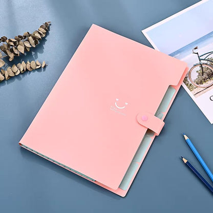 📁 Smiley Design A4 Expanding File Folder | 5-Layer Document Organizer