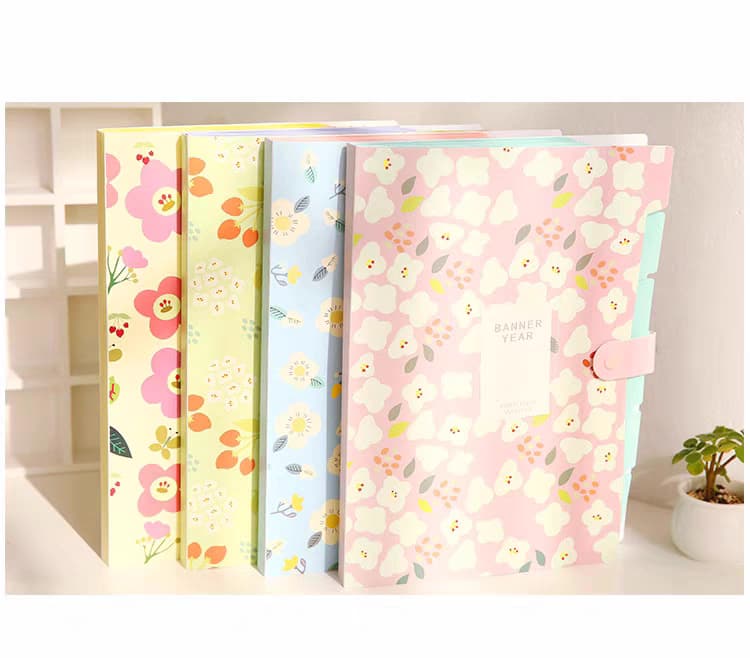 A4 Floral Pastel Document Folder – 6-Layer Organizer