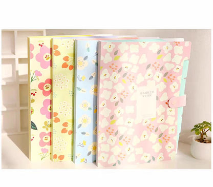 A4 Floral Pastel Document Folder – 6-Layer Organizer
