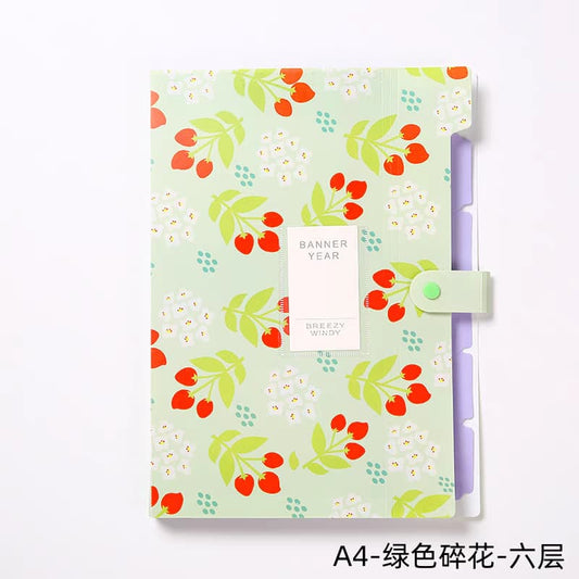 A4 Floral Pastel Document Folder – 6-Layer Organizer