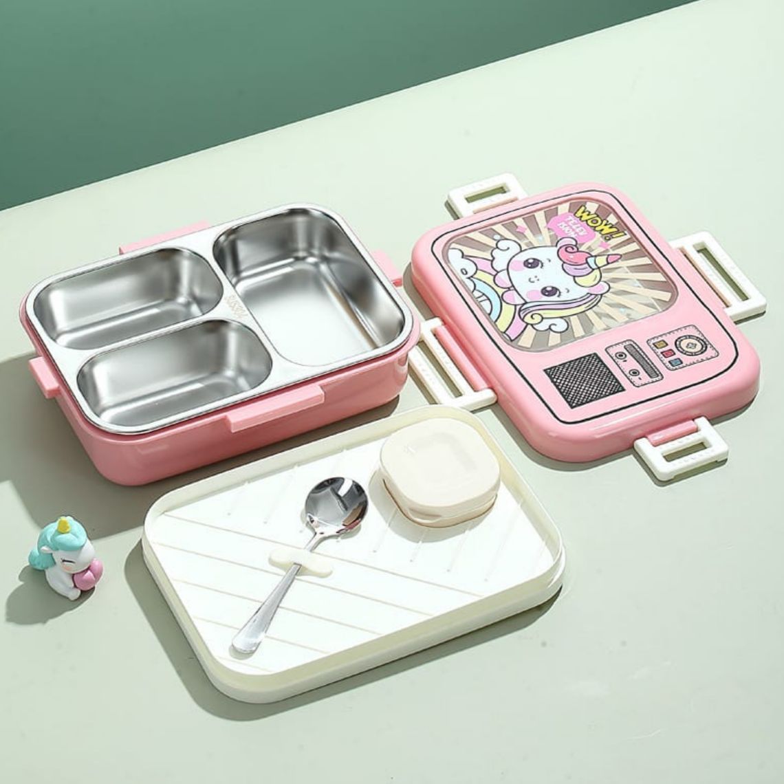 Premium Quality Stainless Steel Lunch Box – 1120+70ml | Leak-Proof with Spoon & Pickle Container