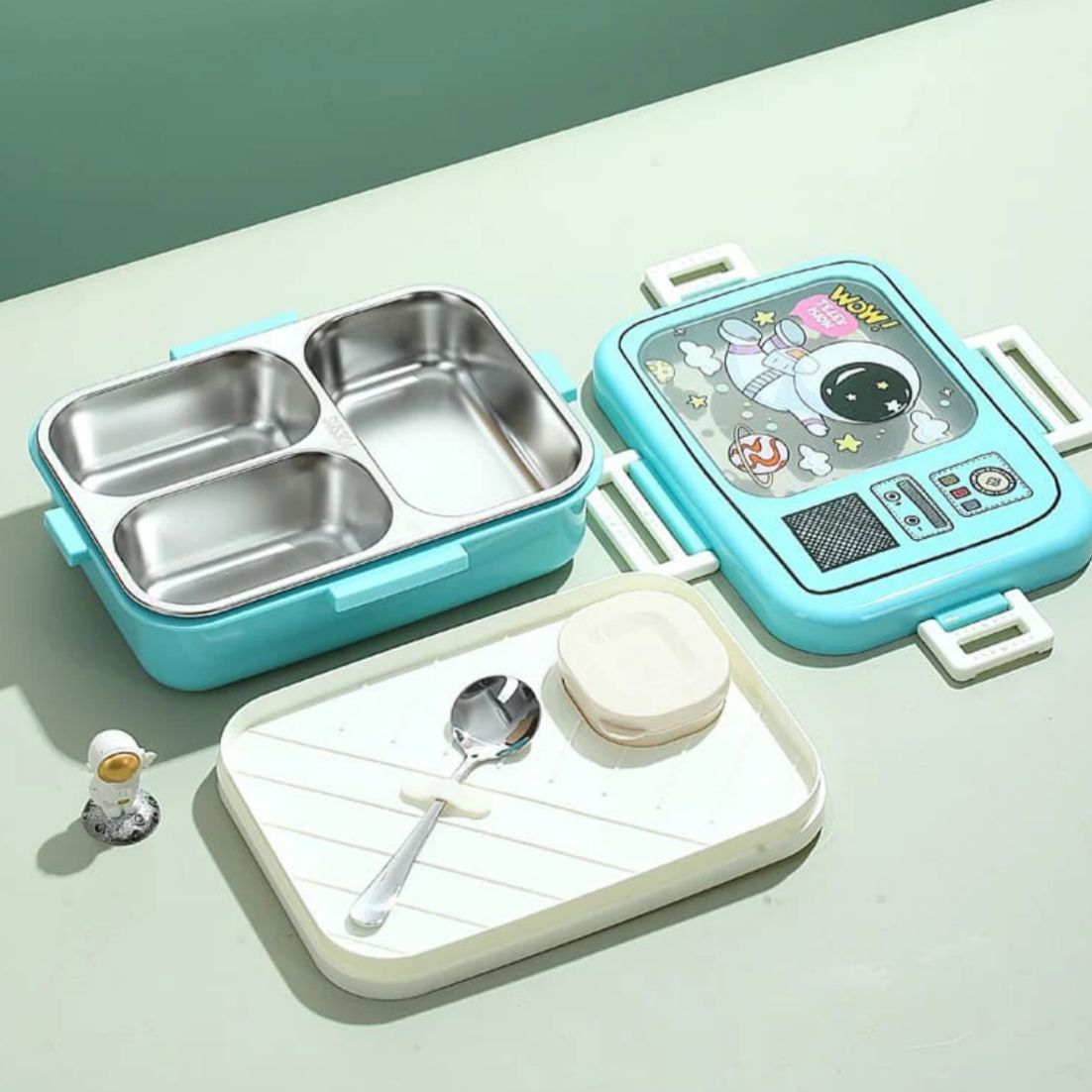 Premium Quality Stainless Steel Lunch Box – 1120+70ml | Leak-Proof with Spoon & Pickle Container