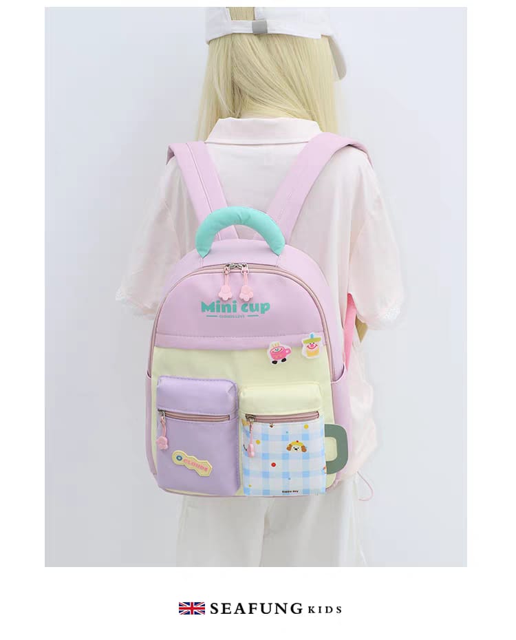 Cute Kids Backpack | Kawaii School Bag for Girls | Mini Cup Cartoon Backpack for School & Travel