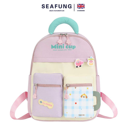 Cute Kids Backpack | Kawaii School Bag for Girls | Mini Cup Cartoon Backpack for School & Travel