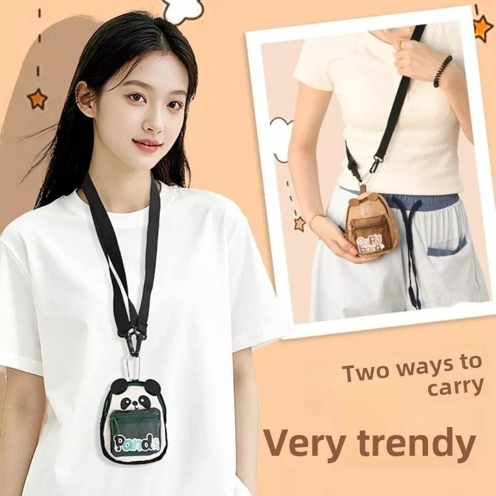Cute Panda Mini Sling Bag | Kawaii Neck Pouch Crossbody Bag | Small Cartoon Coin Purse for Girls