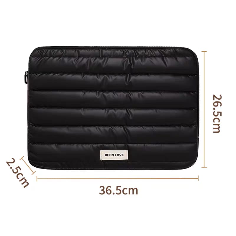 Waterproof Padded Laptop Sleeve Bag – Shockproof Protective Laptop Case with Zipper for MacBook & Notebook (Stylish Quilted Design)