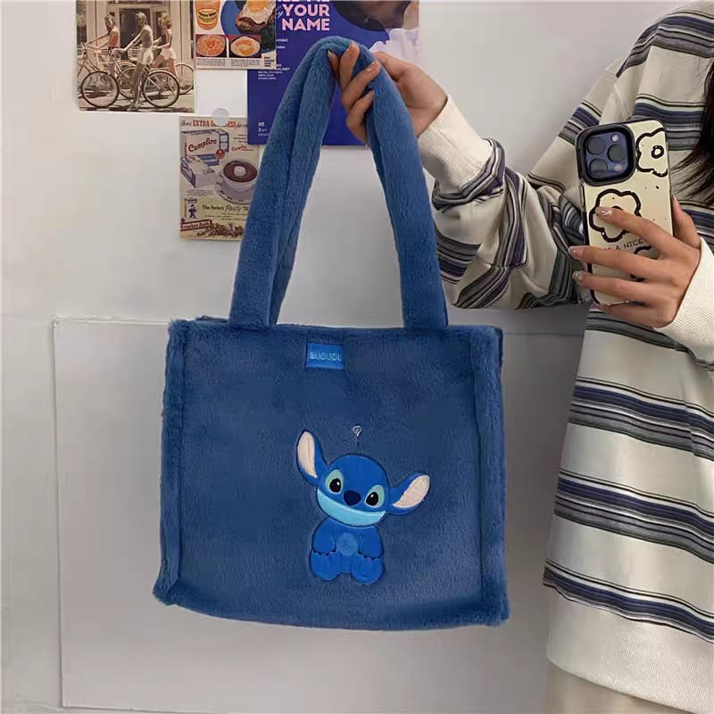 Cute Cartoon Plush Tote Bag for Girls | Soft Furry Kawaii Shoulder Handbag
